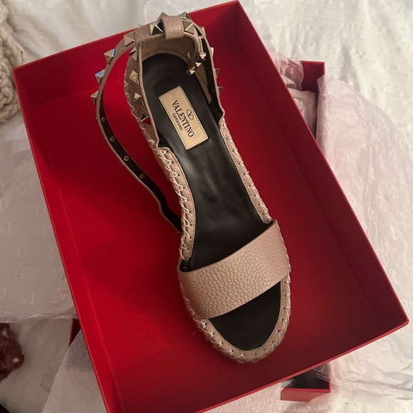 Valentino Garavani Espadrille Double rock stud grainy calf skin wedge - Picture 7 of 7